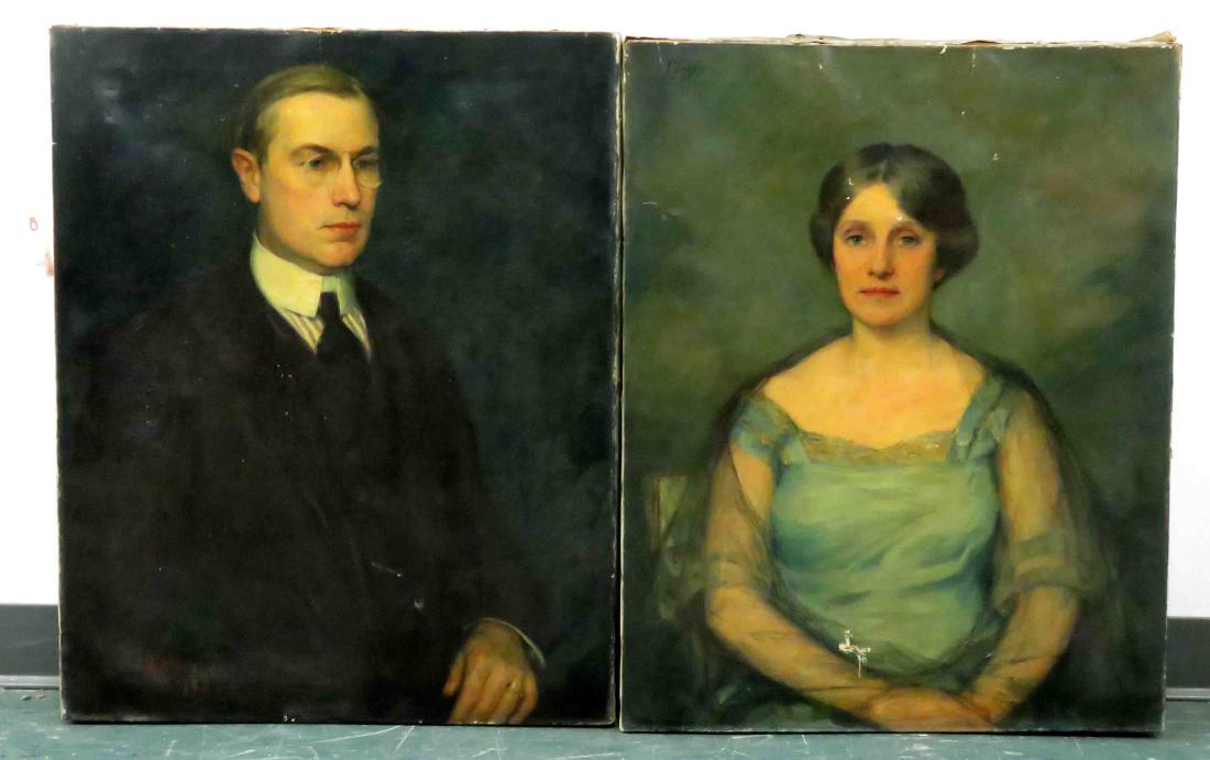 AMERICAN SCHOOL (20TH CENTURY), PAIR OIL ON A CANVAS, (1 of 2)