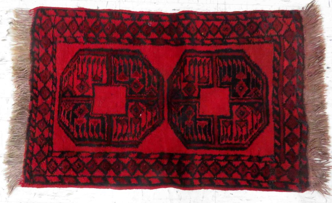 SEMI-ANTIQUE AFGHAN RUG. 1'10" X 2'10": SEMI-ANTIQUE AFGHAN RUG. 1'10" X 2'10"