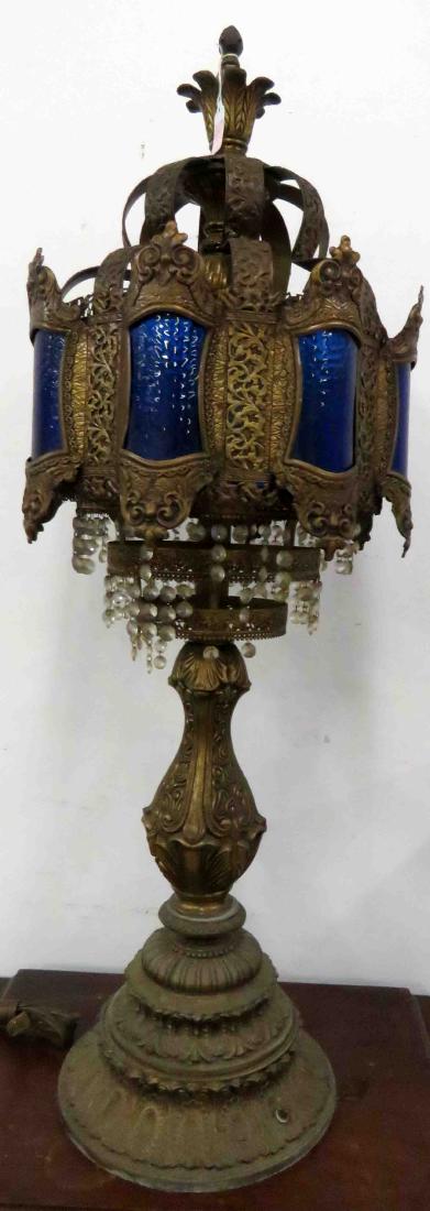 ITALIAN GILT METAL TABLE LAMP WITH PRISMS. HEIGHT 40" (1 of 1)