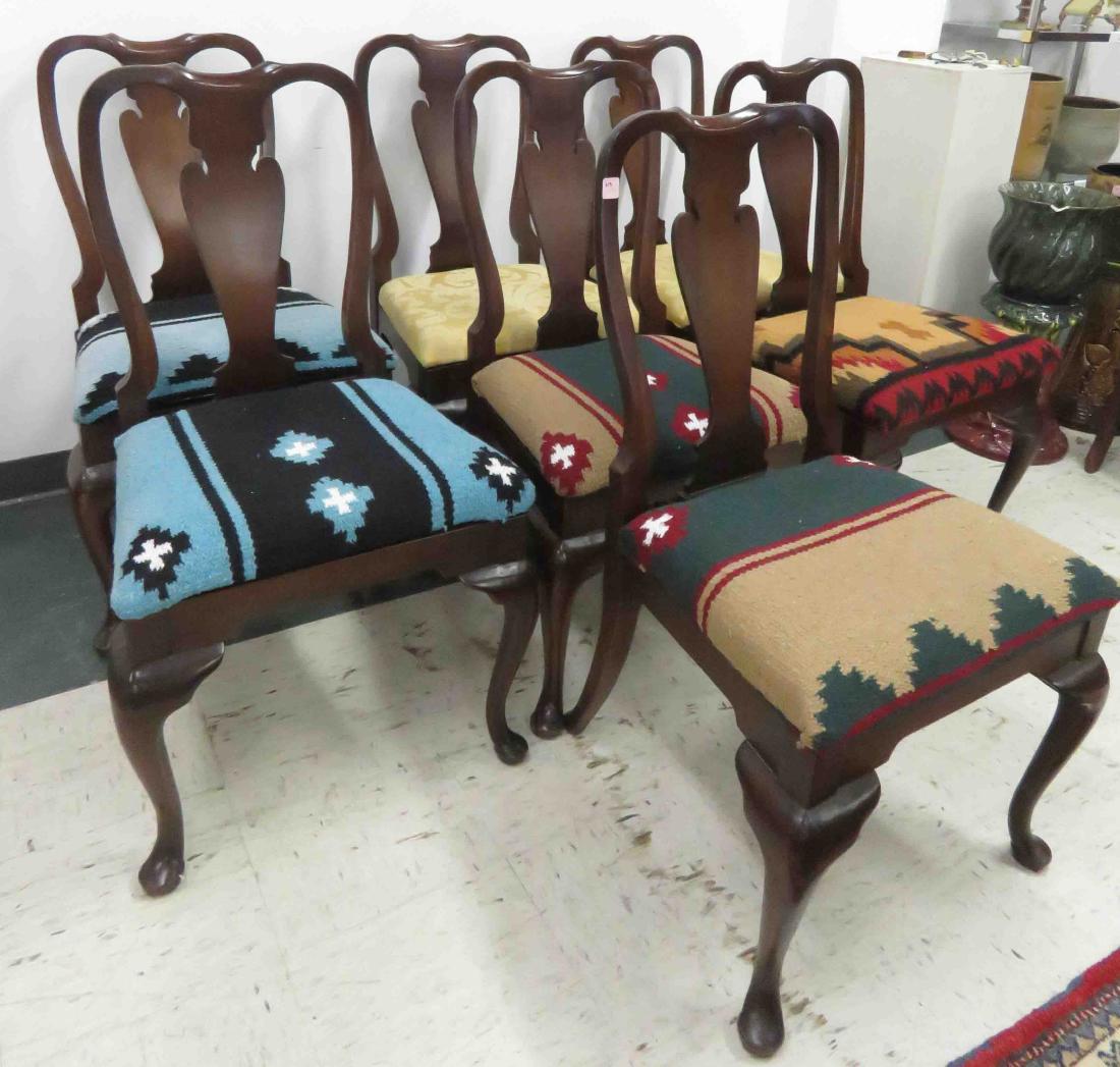 SET (7) QUEEN ANNE STYLE MAHOGANY DINING CHAIRS (1 of 2)