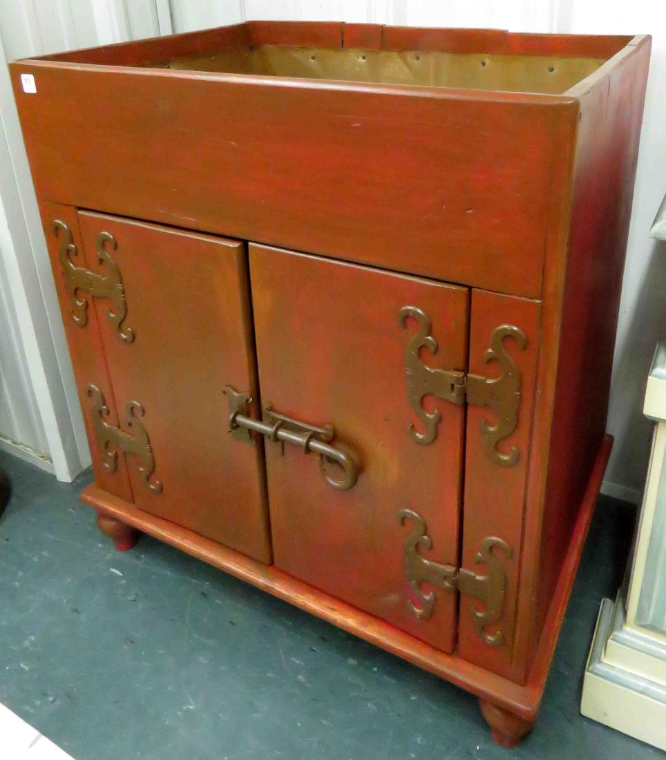 PAINTED DRY SINK WITH COPPER LINING & WROUGHT IRON (1 of 1)