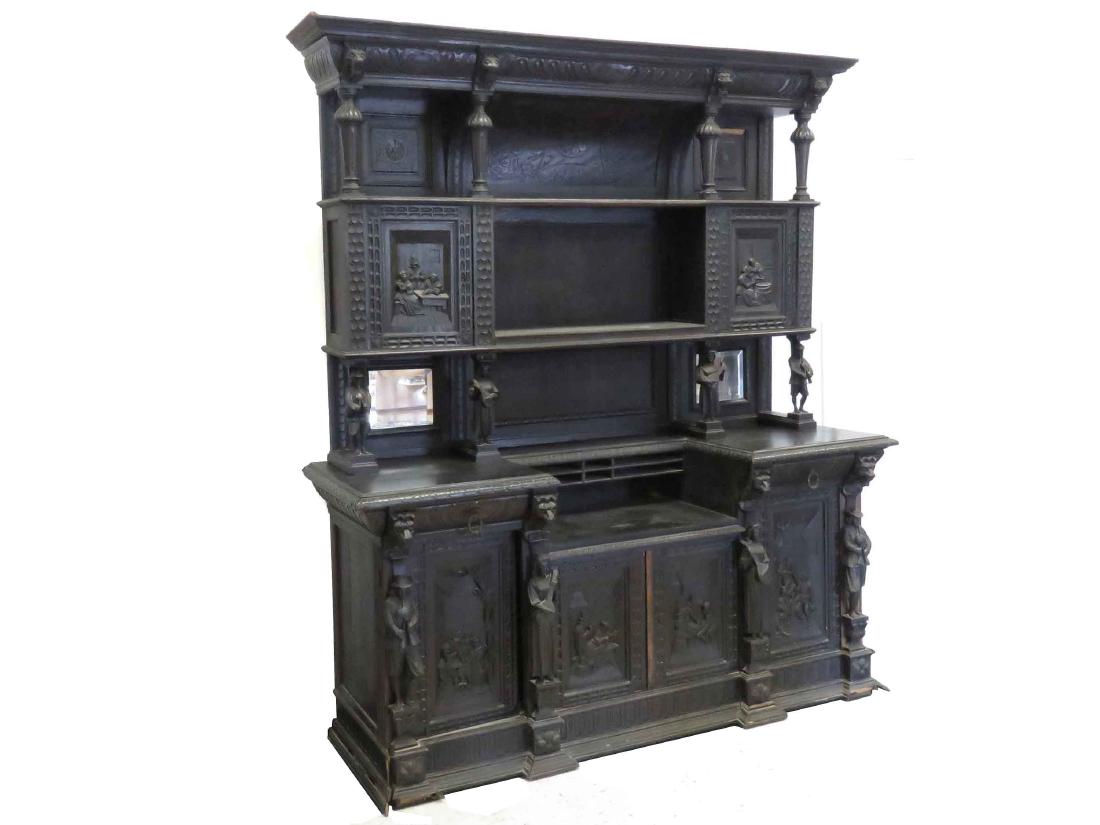 RENAISSANCE REVIVAL CARVED OAK BREAKFRONT, 19TH (1 of 4)