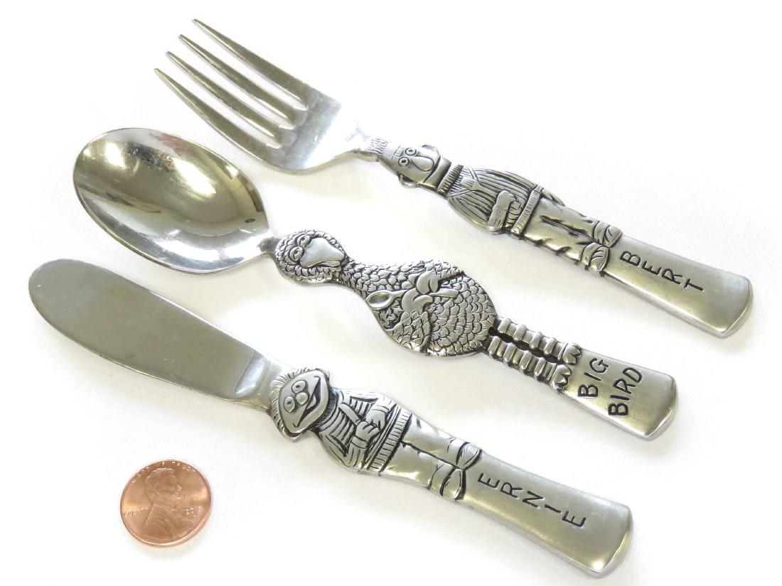 SET (3) CHILD'S GORHAM STAINLESS MUPPETS SPOON/FORK & (1 of 2)