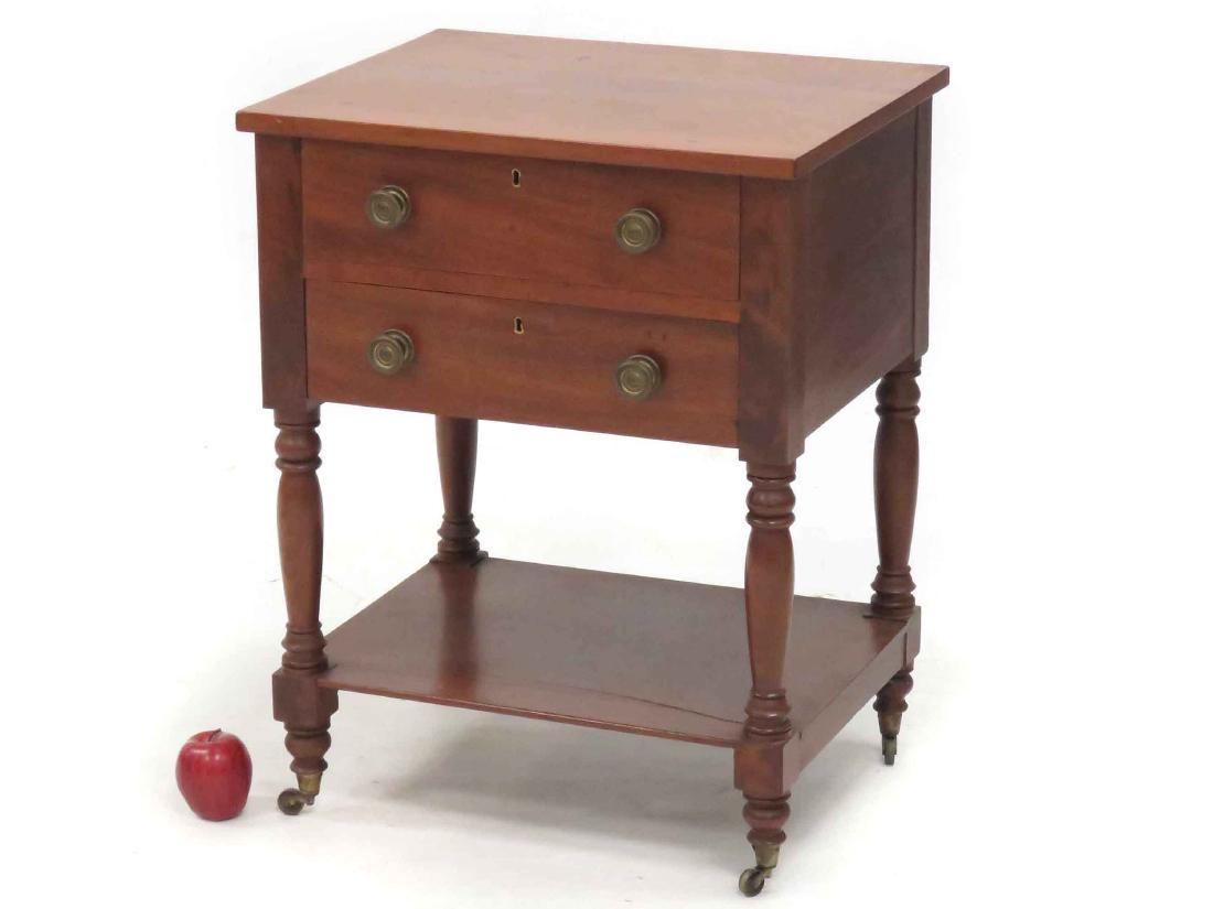 AMERICAN SHERATON CARVED CHERRY AND MAHOGANY 2-DRAWER (1 of 2)