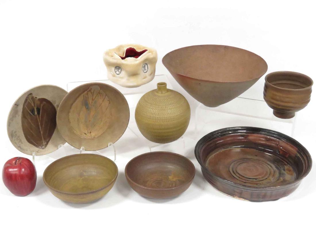 LOT (9) ASSORTED JAPANESE STUDIO POTTERY. HEIGHT 2 (1 of 5)