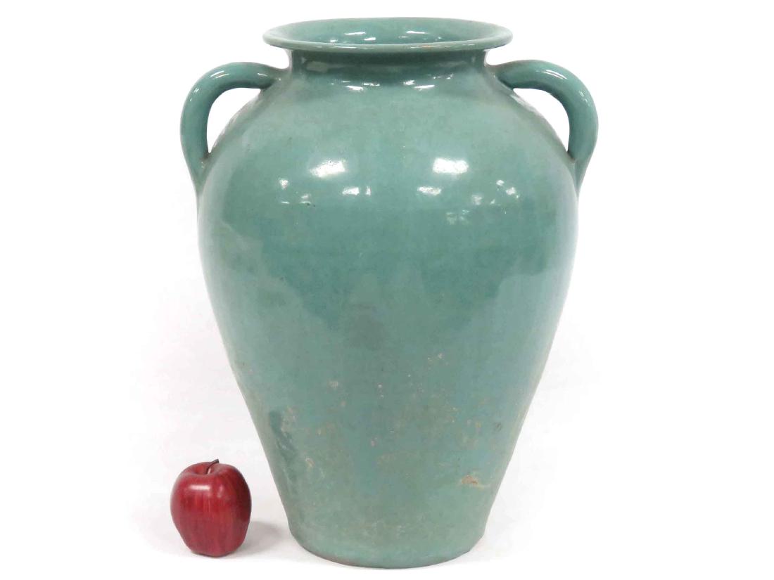 GLAZED ART POTTERY DOUBLE-HANDLE JAR. HEIGHT 20" (1 of 2)