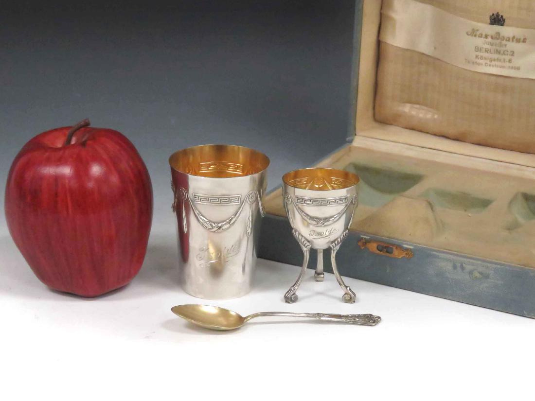 GERMAN 800 SILVER CASED SET INCLUDING EGG CUP, HEIGHT 2 (1 of 4)