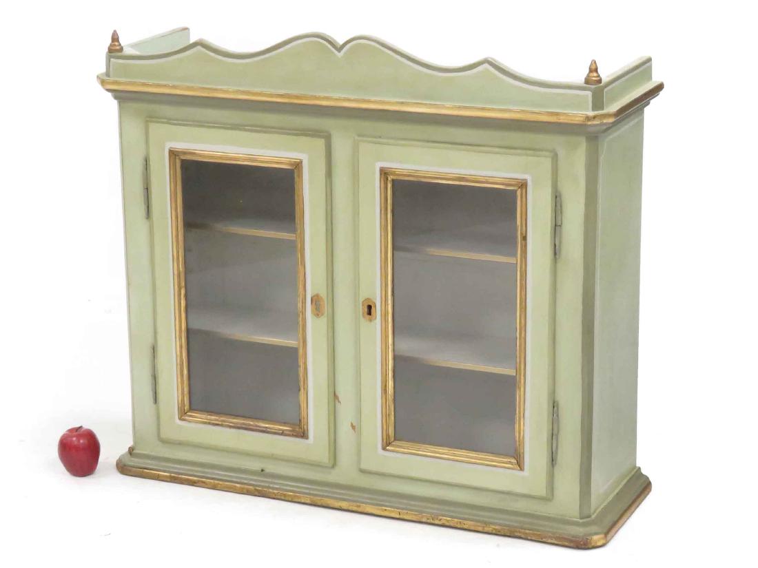 FRENCH CARVED/PAINTED HANGING CABINET, 19TH CENTURY. (1 of 2)