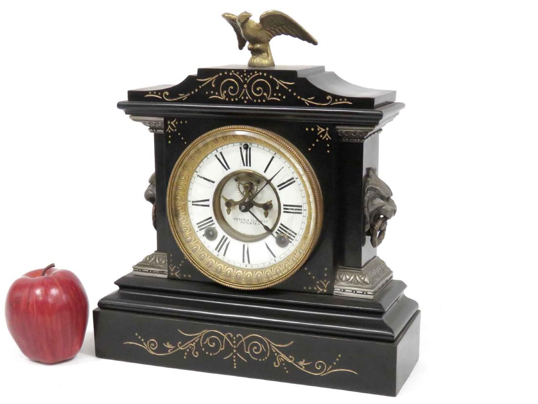 VINTAGE ANSONIA CLOCK CO. GILT DECORATED IRON CASE (1 of 3)