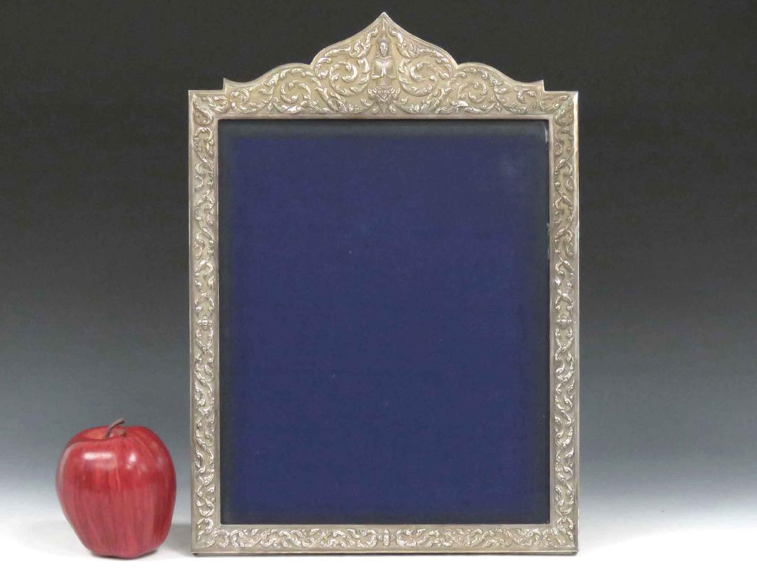THAI STERLING SILVER REPOUSSE STANDING FRAME. 14 1/4 X (1 of 2)