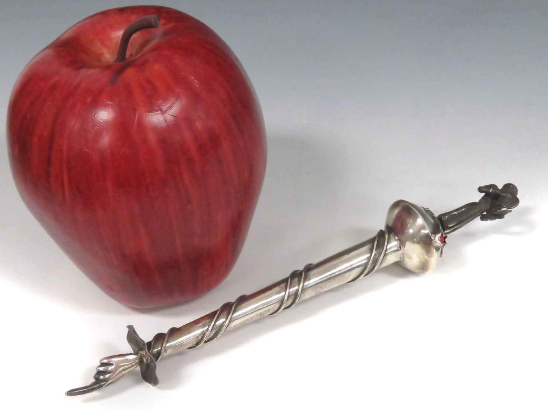 RUSSIAN 84 SILVER TORAH POINTER, SIGNED. LENGTH 6 1/2"; (1 of 3)