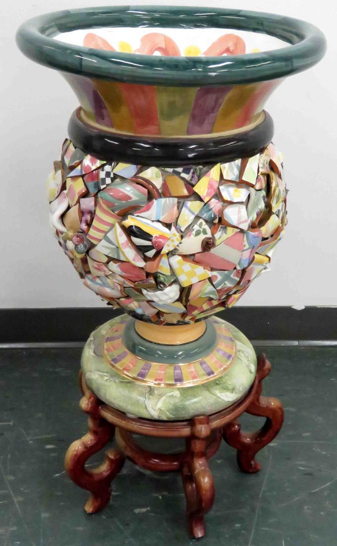 DECORATED MACKENZIE-CHILDS POTTERY "BITS & PIECES" URN (1 of 1)