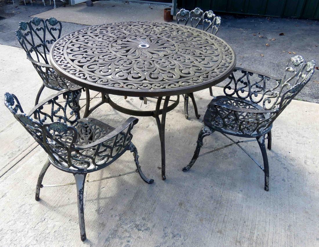 SET (5) CAST ALUMINUM INCLUDING GARDEN TABLE, HEIGHT (1 of 1)