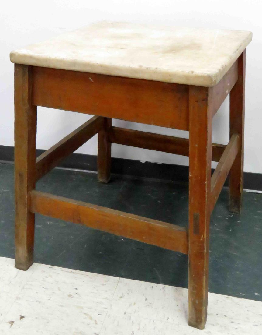 VINTAGE STONE TOP PASTRY TABLE. HEIGHT 31"; TOP 24 X (1 of 1)