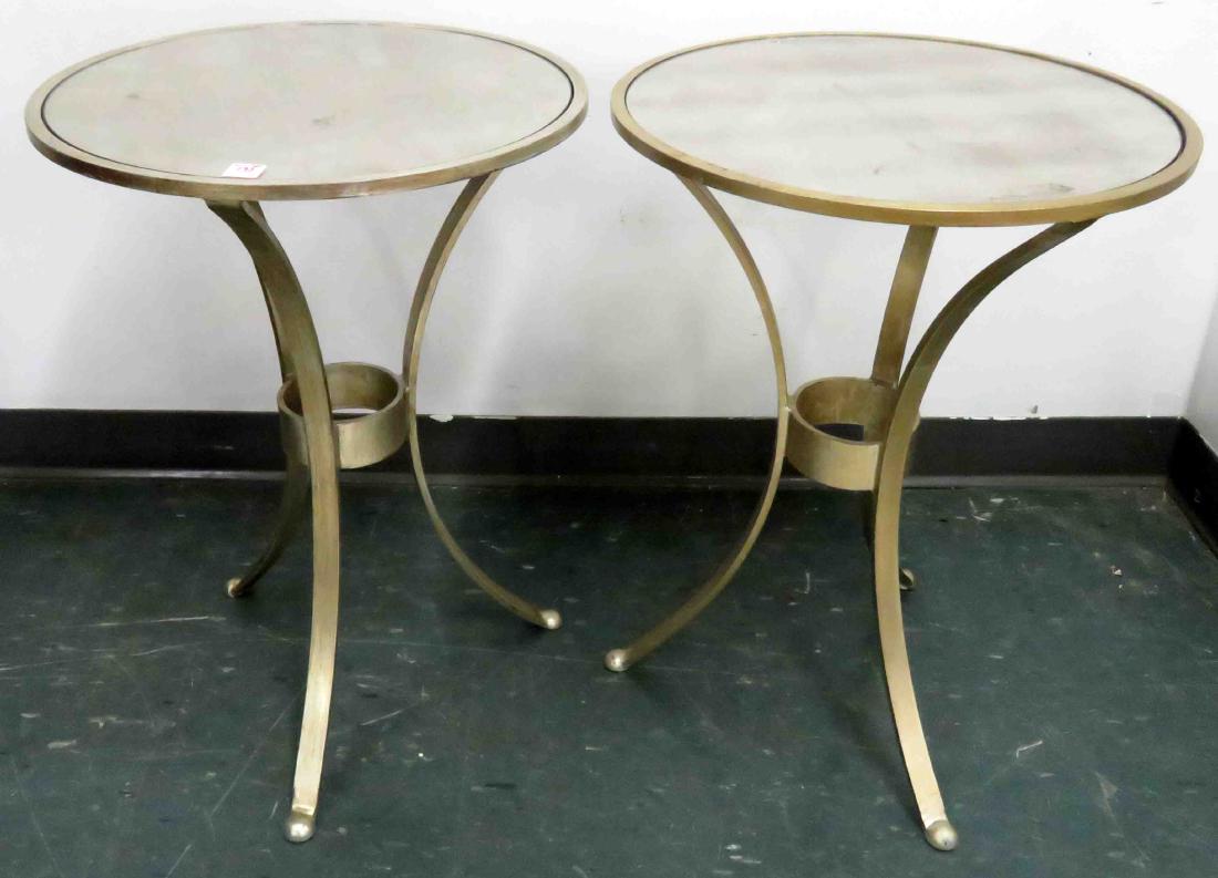 PAIR DESIGNER MODERN GILT STEEL STANDS WITH MIRROR (1 of 1)