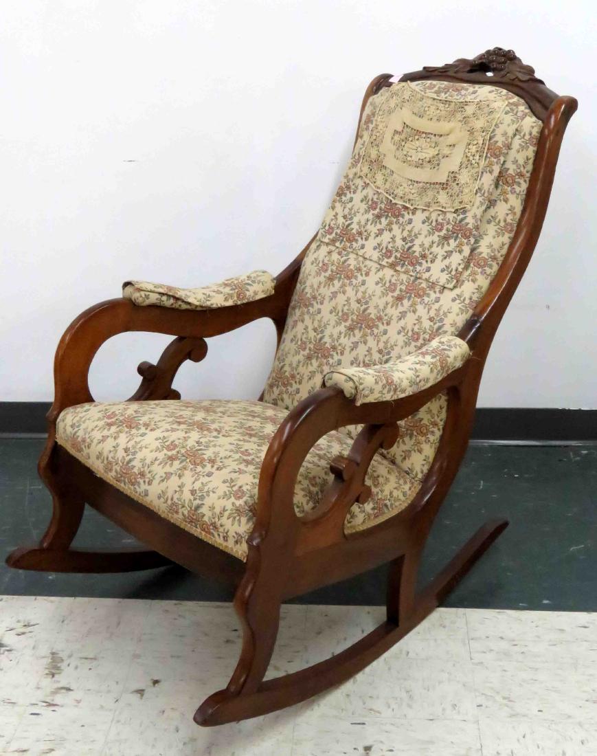 VICTORIAN CARVED WALNUT LINCOLN ROCKER, 19TH CENTURY (1 of 1)