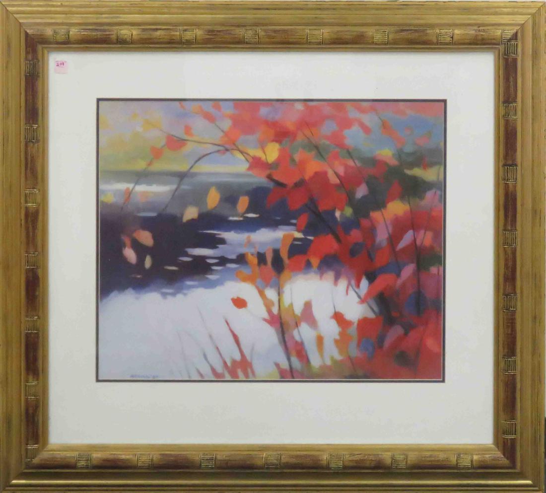 DECORATOR PRINT, AUTUMN COLORS, SIGNED ASONA '87. (1 of 2)