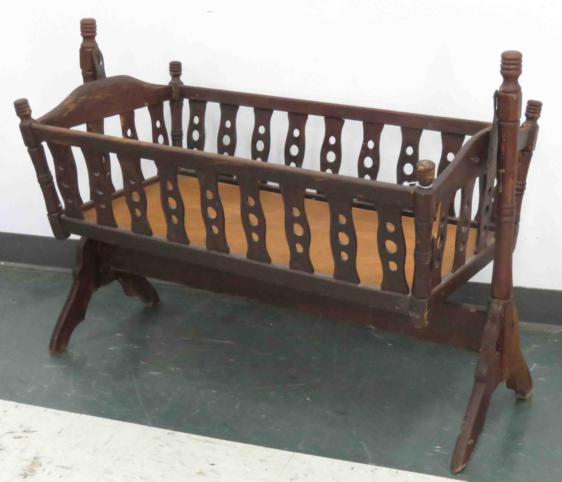 VICTORIAN CARVED ROCKING CRADLE, 19TH CENTURY. LENGTH