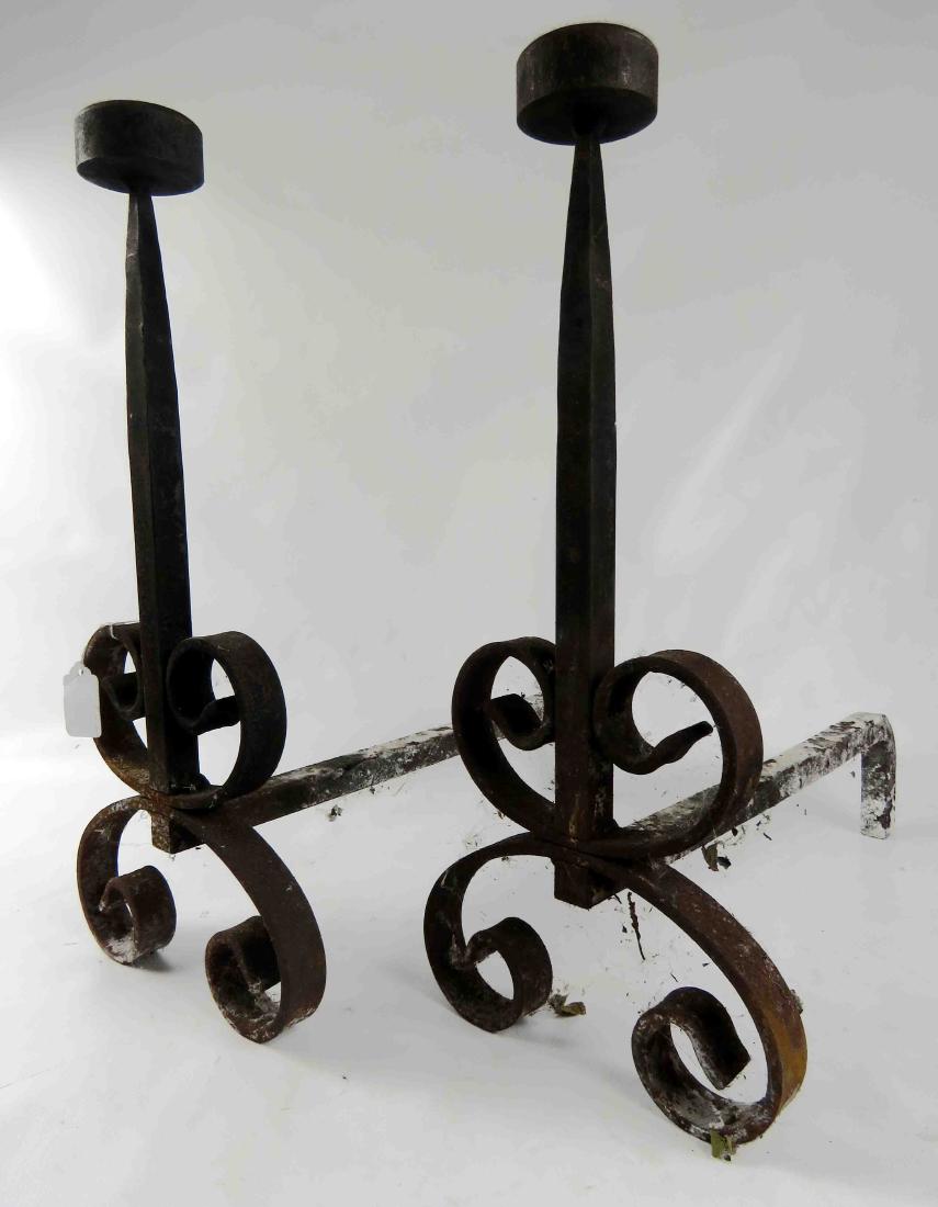 PAIR CAST IRON ANDIRONS. HEIGHT 18" (1 of 1)
