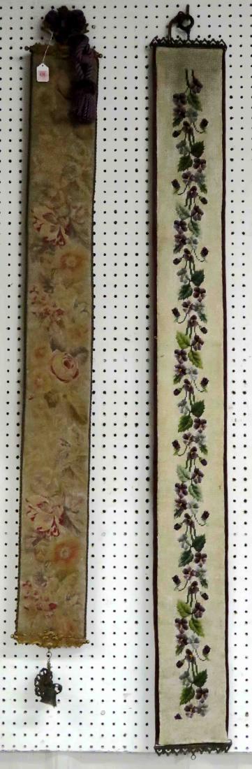 LOT (2) VINTAGE NEEDLEPOINT BELL PULLS WITH BRASS (1 of 1)