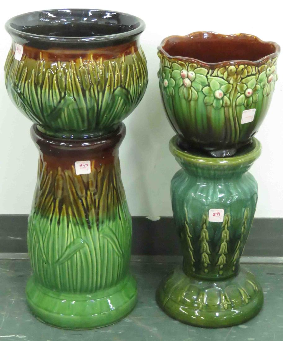 LOT (4) ART POTTERY INCLUDING (2) PEDESTALS (ONE (1 of 1)