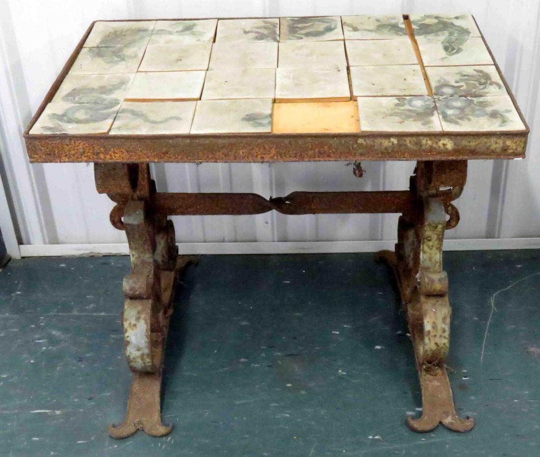 RENAISSANCE STYLE TILE-TOP TABLE WITH WROUGHT IRON (1 of 1)