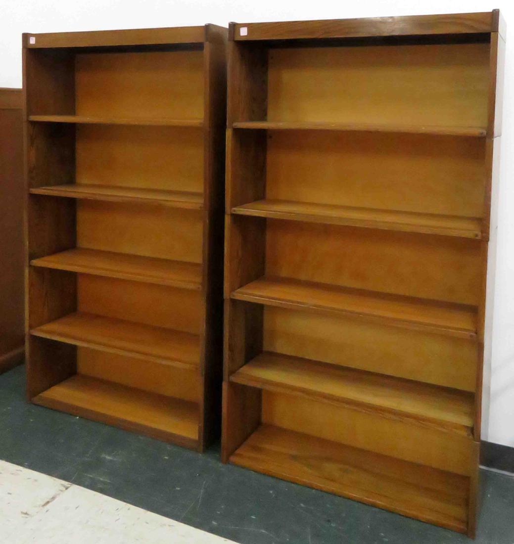 LOT (2) VINTAGE OAK STACKING BOOK CASES. HEIGHT 60"; (1 of 2)