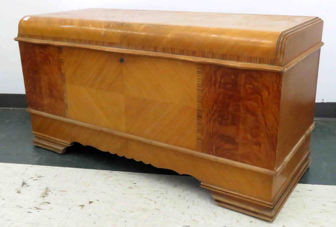 LANE ART DECO WATERFALL INLAID CEDAR CHEST. HEIGHT 24"; (1 of 1)