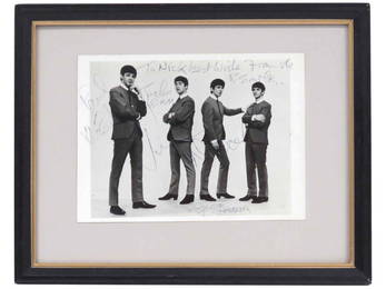 PHOTO OF THE BEATLES, BEARING SIGNATURES OF PAUL