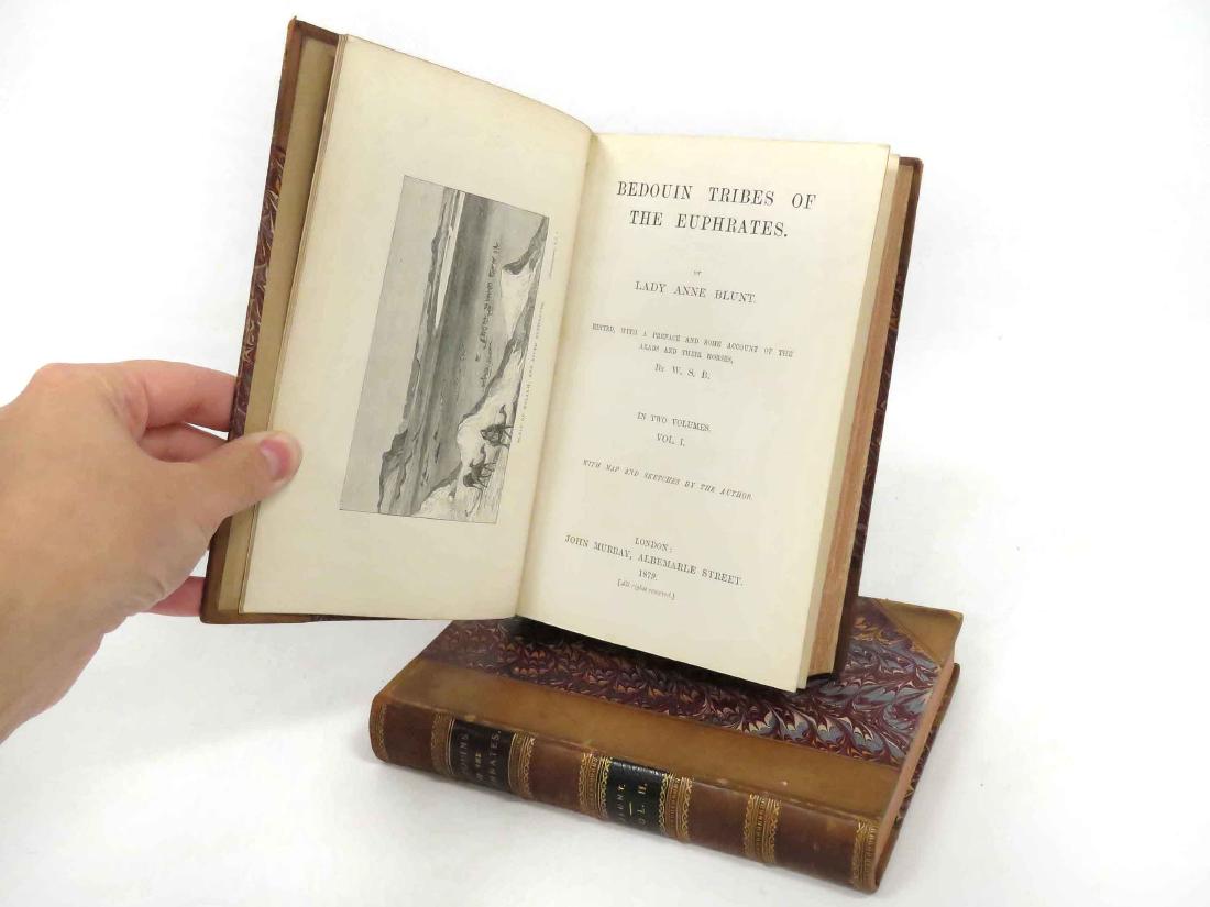 SET (2) VOLUMES-BEDOUIN TRIBES OF THE EUPHRATES, ANNE: SET (2) VOLUMES-BEDOUIN TRIBES OF THE EUPHRATES, ANNE BLUNT, JOHN MURRAY PUBLISHER, 1879 3/4 LEATHER