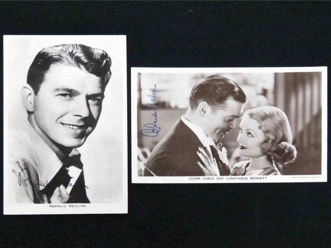 HOLLYWOOD LEGENDS, LOT (2) SIGNED POSTCARDS INCLUDING: HOLLYWOOD LEGENDS, LOT (2) SIGNED POSTCARDS INCLUDING RONALD REAGAN, 5 1/4 X 3 1/2" & CLARK GABLE, 3 1/2 X 5 1/4"
