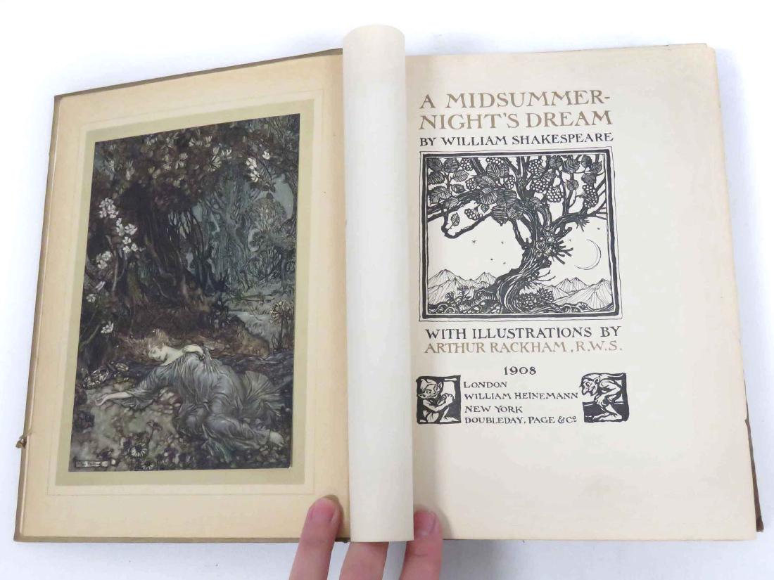 VOLUME-A MIDSUMMER NIGHT'S DREAM, WILLIAM SHAKESPEARE: VOLUME-A MIDSUMMER NIGHT'S DREAM, WILLIAM SHAKESPEARE (ILLUSTRATED BY ARTHUR RACKHAM), WILLIAM HEINEMANN, NY, 1908, 1ST ED (TIPPED PLATES)