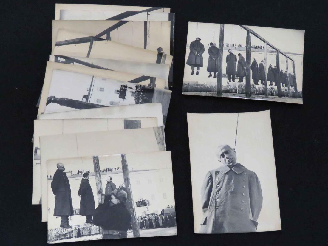 LOT (13) PHOTOGRAPH-PUBLIC EXECUTION OF WAR CRIMINALS,: LOT (13) PHOTOGRAPH-PUBLIC EXECUTION OF WAR CRIMINALS, KIEV, UKRAINE, 1946. 3 1/2 X 5"