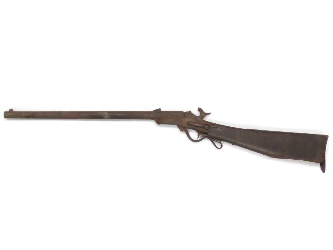MASSACHUSETTS ARMS CO. MAYNARD 50 CAL PERCUSSION: MASSACHUSETTS ARMS CO. MAYNARD 50 CAL PERCUSSION CARBINE MAY 27, 1851, BL 20" WITH RACK/INSPECTOR STAMPS (RELIC CONDITION)