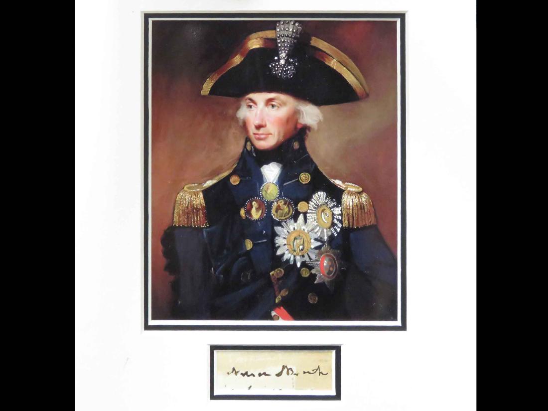 LORD HORATIO NELSON (BRITISH 1758-1805, ENGLISH ADMIRAL: LORD HORATIO NELSON (BRITISH 1758-1805, ENGLISH ADMIRAL DURING NAPOLEONIC WARS), INK ON PAPER, AUTOGRAPH CUT***Please note that none of the signatures have been vetted and carry no COA unless otherwis