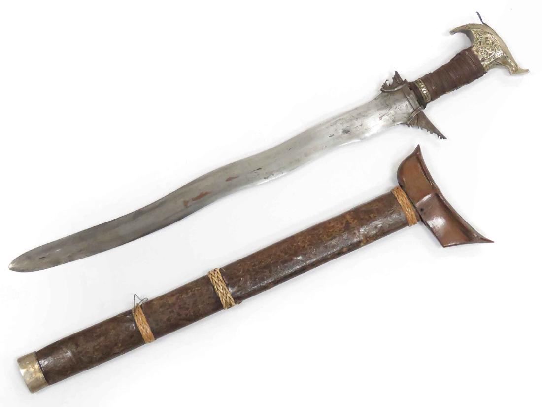 INDONESIAN KRIS WITH SCABBARD. LENGTH 27": INDONESIAN KRIS WITH SCABBARD. LENGTH 27"