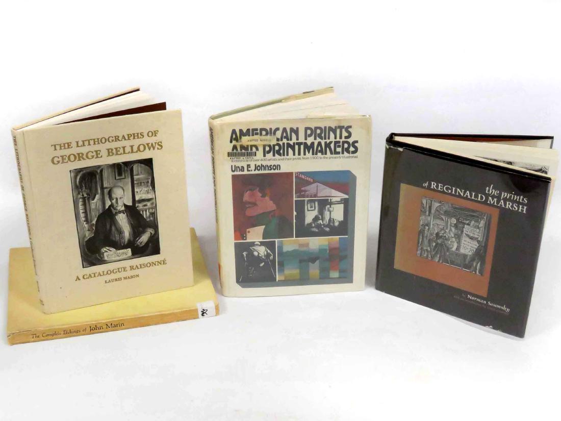 LOT (4) VOLUMES-AMERICAN PRINTMAKERS INCLUDING THE: LOT (4) VOLUMES-AMERICAN PRINTMAKERS INCLUDING THE LITHOGRAPHS OF GEORGE BELLOWS (RAISONNE), MASON 1977; THE PRINTS OF REGINALD MARSH (RAISONNE), SASOWSKY 1976 (INSCRIBED); THE COMPLETE ETCHINGS OF JO
