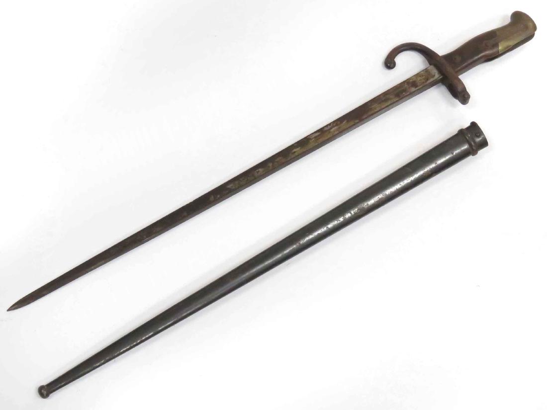 FRENCH MOD 1878 EPEE BAYONET/SCABBARD. LENGTH 26": FRENCH MOD 1878 EPEE BAYONET/SCABBARD. LENGTH 26"