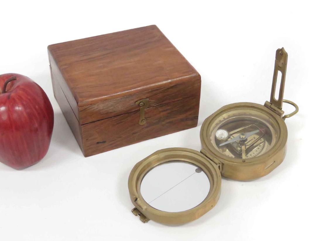 ROSS LONDON BRASS FOLDING COMPASS WITH CASE: ROSS LONDON BRASS FOLDING COMPASS WITH CASE