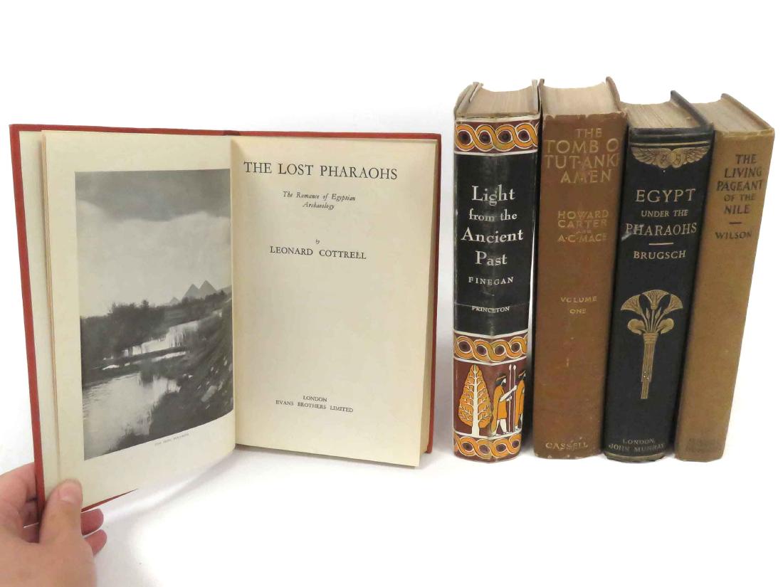 LOT (5) VOLUMES INCLUDING THE TOMB OF TUT-ANKH-AMEN,: LOT (5) VOLUMES INCLUDING THE TOMB OF TUT-ANKH-AMEN, CARTER/MACE, CASSELL & CO. PUBLISHERS, 1923 (VOL I); EGYPT UNDER THE PHARAOHS, BRUGSCH-BEY, JOHN MURRAY, LONDON, 1891; THE LIVING PAGENT OF THE NIL