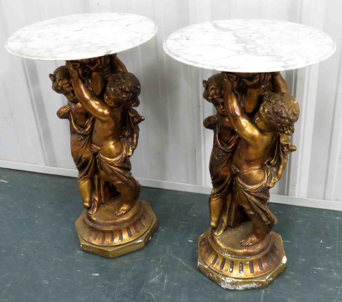 PAIR CLASSICAL CARVED/GILT PLASTER FIGURAL STANDS WITH (1 of 1)