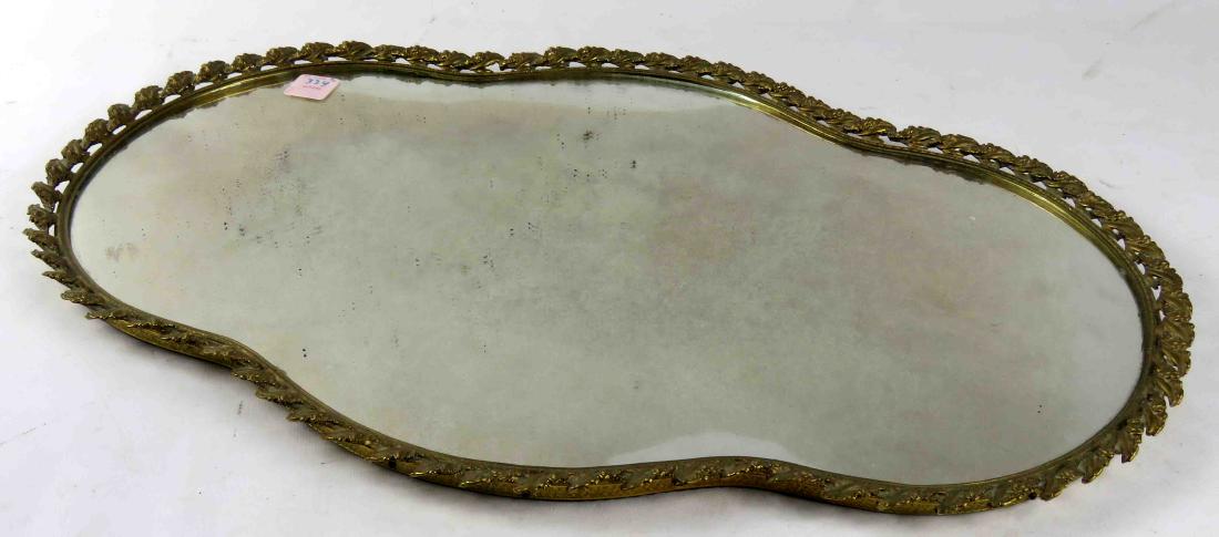 VINTAGE MIRROR & BRASS DRESSING TABLE PLATEAU. LENGTH (1 of 1)