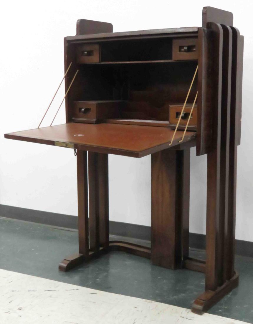 AUSTRIAN BAUHAUS DESIGN WALNUT/BURL DROP-FRONT DESK. (1 of 1)