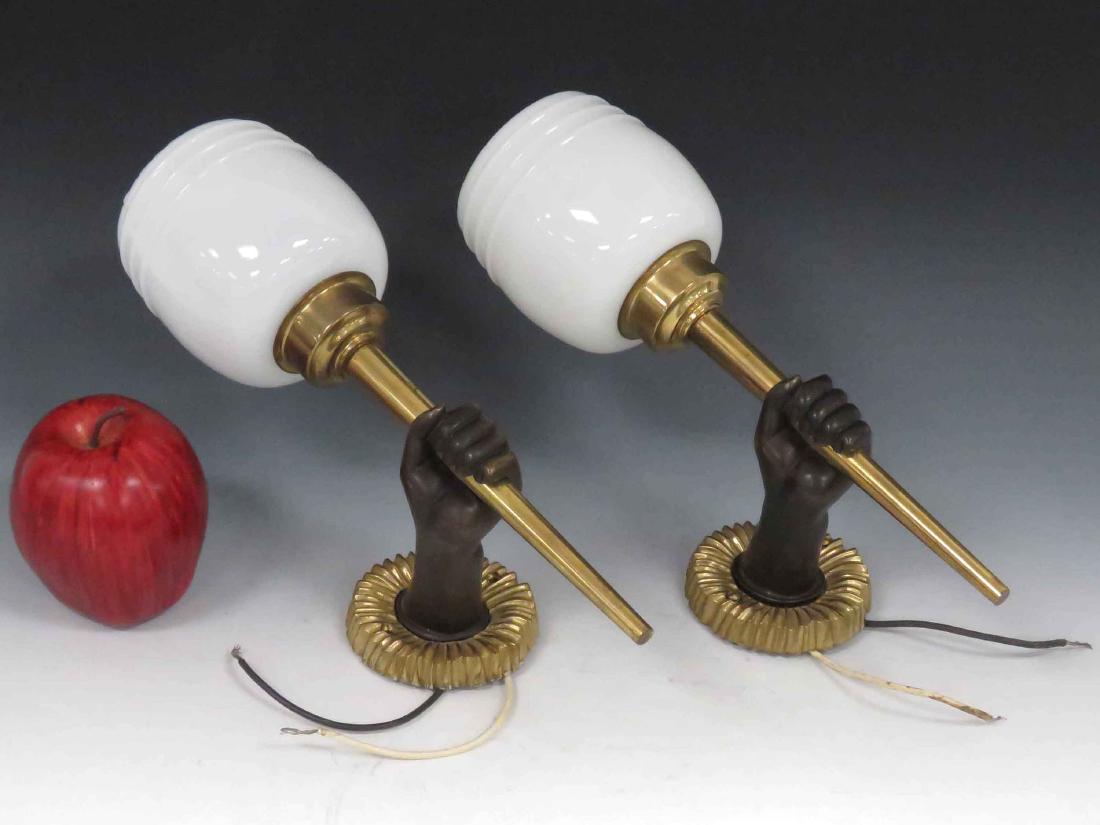 PAIR JOHN DEVOLUY DESIGN PARCLE GILT BRONZE FIST (1 of 6)