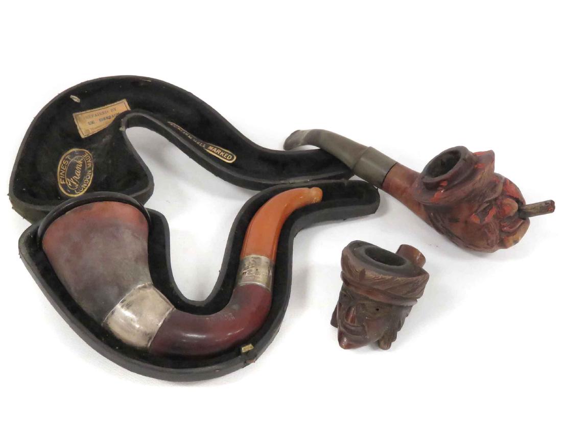 LOT (3) CARVED PIPES INCLUDING INDIAN HEAD, ITALIAN (1 of 3)