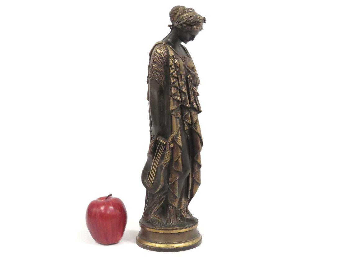 VICTORIAN BRONZE FIGURE OF A CLASSICAL WOMAN WITH LYRE, (1 of 6)