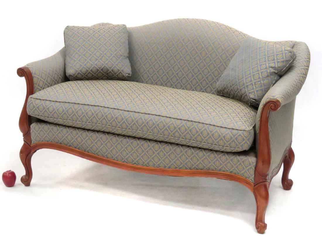 FRENCH STYLE FRUITWOOD SETTEE, 20TH CENTURY. WIDTH 56" (1 of 3)