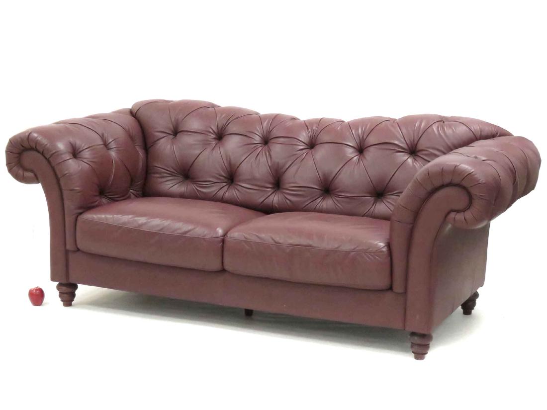 CONTEMPORARY CHESTERFIELD BROWN LEATHER SOFA, 20TH (1 of 2)