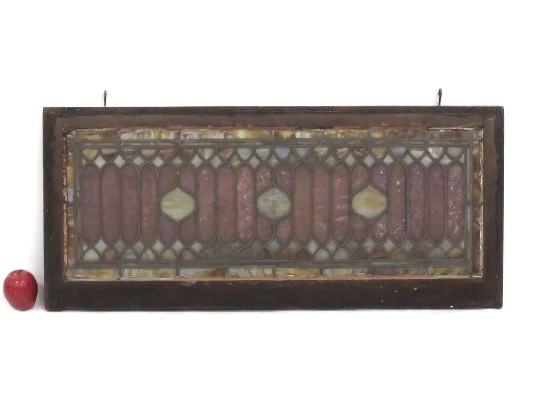 VINTAGE LEADED GLASS TRANSOM WINDOW. HEIGHT 18"; WIDTH (1 of 3)