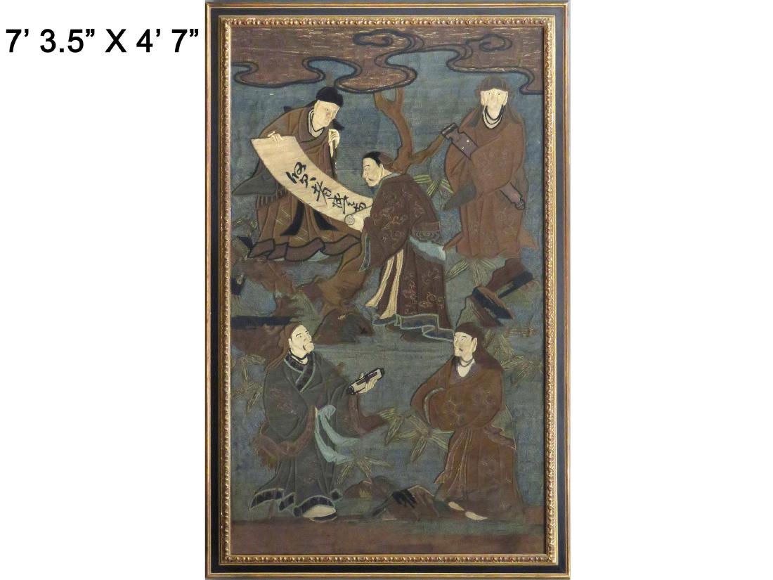 CHINESE SILK AND WOOL EMBROIDERED APPLIQUE/TAPESTRY (1 of 5)